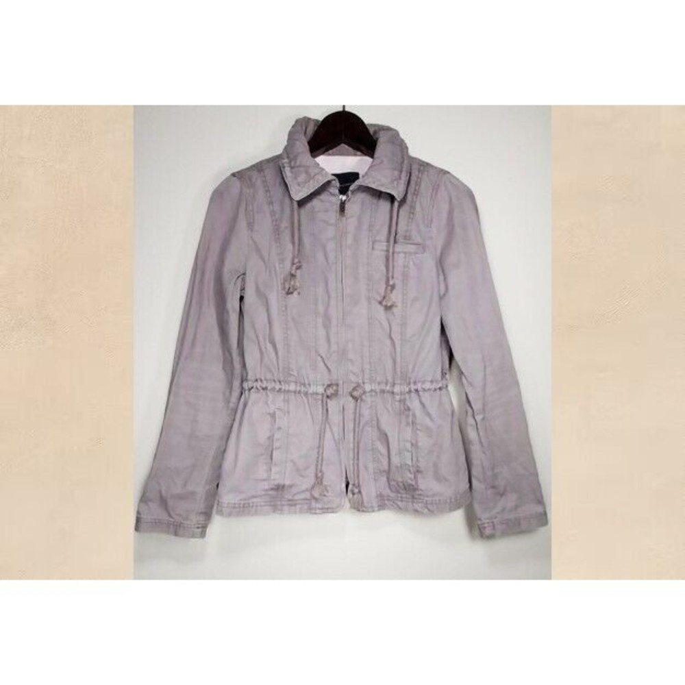 Banana Republic Twill Khaki Zip Jacket Drawstring Cinch Waist Cotton Length 23"